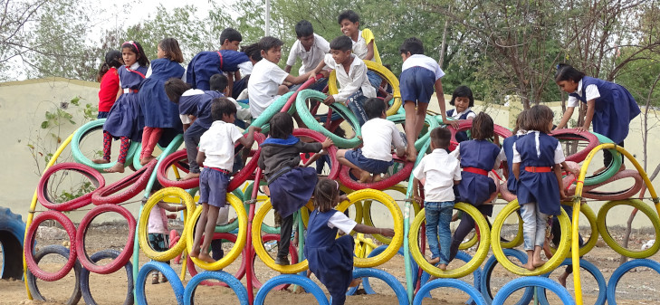 School Playground made from used Tyres